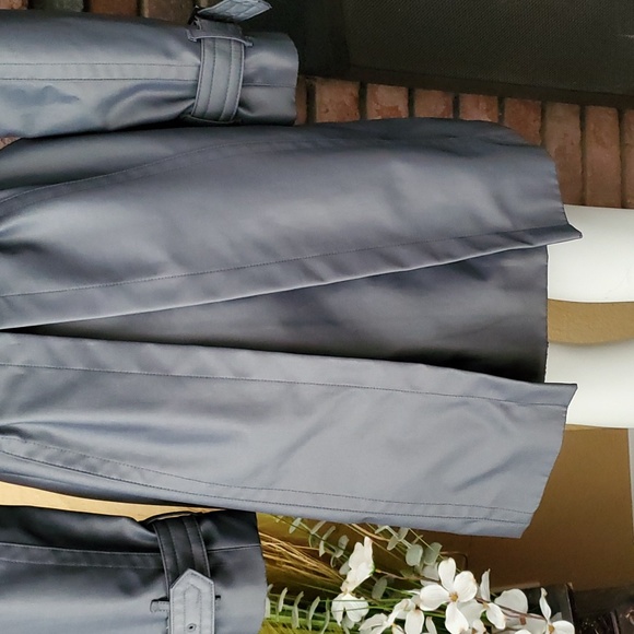 🆕️LONDON FOG Metallic Gray Water Resistant Double Breasted Trench Coat SIZE: PS - Picture 10 of 16